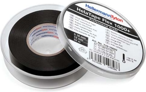 HellermannTyton Premium PVC-Isolierband 19mmx20m, schwarz FLEX1000+19x20 BK
