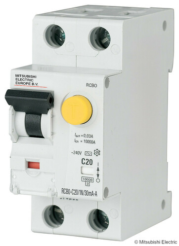 Mitsubishi Electric 1N RCBO, C Kurve 6A, 30mA, Type A RCBO-C6/1N/30mA-A Mitsubishi Electric 1N RCBO, C Kurve 6A, 30mA, Type A RCBO-C6/1N/30mA-A
