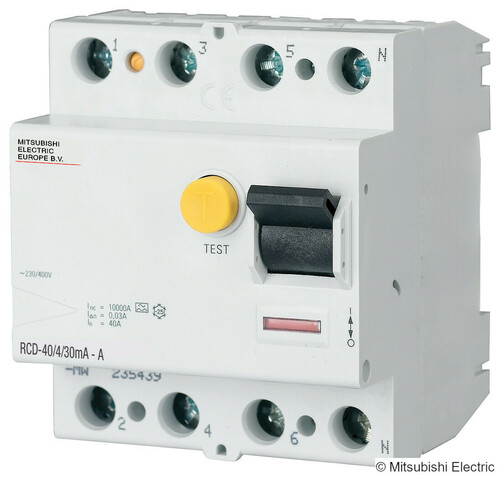 Mitsubishi Electric FI-Schutzschalter 4-polig RCD-25/4/300mA - A Mitsubishi Electric FI-Schutzschalter 4-polig RCD-25/4/300mA - A