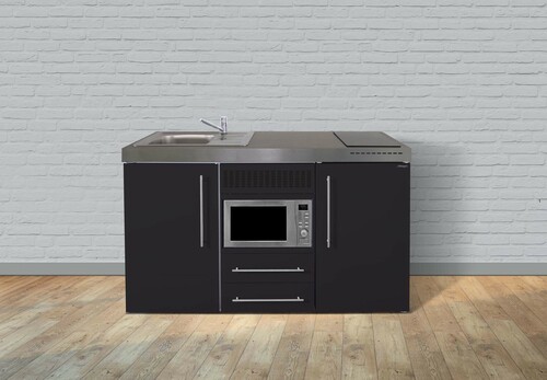 Stengel Miniküche Premiumline Schwarz matt MPMSM150MWGKFliBre