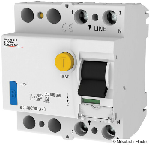 Mitsubishi Electric FI-Schutzschalter 2-polig RCD-63/2/30mA - B Mitsubishi Electric FI-Schutzschalter 2-polig RCD-63/2/30mA - B