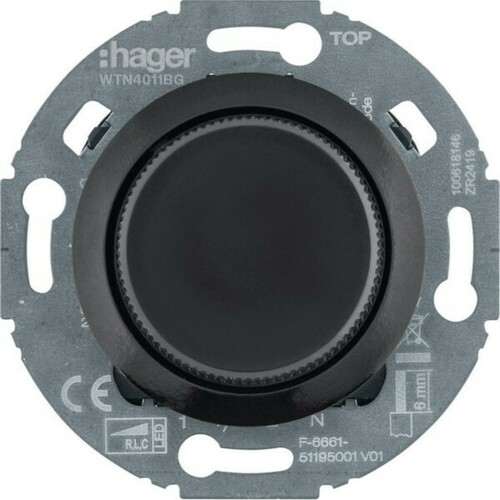 Hager Universal-Drehdimmer schwarz gl. WTN4011BG Hager Universal-Drehdimmer schwarz gl. WTN4011BG