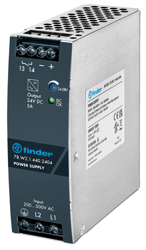 Finder Schaltnetzteil 5 A 24VDC 120W 78.W2.1.440.2404 Finder Schaltnetzteil 5 A 24VDC 120W 78.W2.1.440.2404