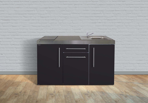 Stengel Miniküche Premiumline Schwarz matt MPSM150IKFliBreS