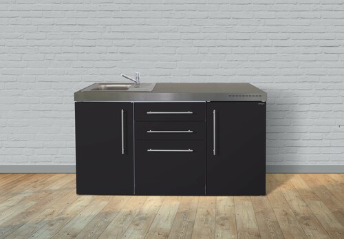 Stengel Miniküche Premiumline Schwarz matt MPSM160Bli2Sn