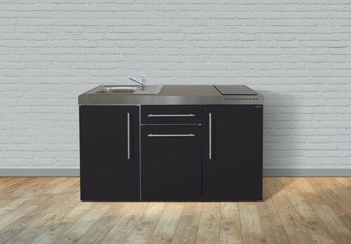 Stengel Miniküche Premiumline Schwarz matt MPSM160IKFreBli2Sn