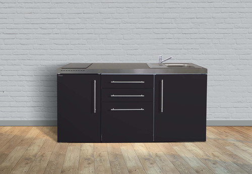 Stengel Miniküche Premiumline Schwarz matt MPSM170GKFliBre2Sn