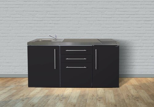Stengel Miniküche Premiumline Schwarz matt MPSM170GKFreBli2Sn
