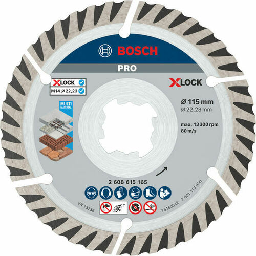 Bosch Power Tools PRO MMDiamant-Trennscheibe X-LOCK,115mm,2erPack 2608615285 Bosch Power Tools PRO MMDiamant-Trennscheibe X-LOCK,115mm,2erPack 2608615285
