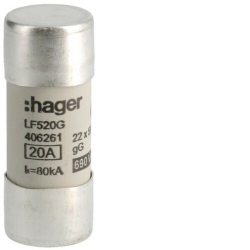 Hager Zylindersicherung 22x58mm gG 20A LF520G Hager Zylindersicherung 22x58mm gG 20A LF520G