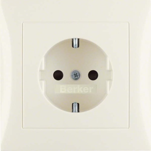 Berker SCHUKO-Steckdose cremeweiß glänzend m.Abdeckplatte 47428982