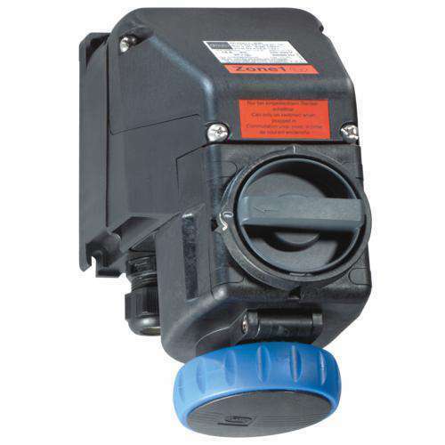 Stahl Schaltersteckdose 16 A blau 6h 214065