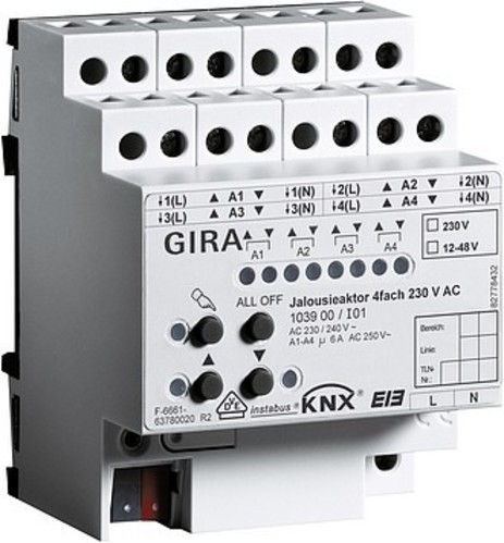 Gira Jalousieaktor 4-fach ch REG KNX/EIB 230V AC 103900