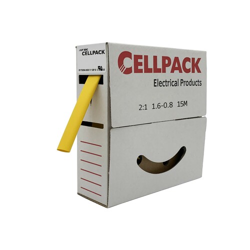 Cellpack Schrumpfschlauch-Abrollbox 1.6-0.8mm/L:15m,ge SB/1.6-0.8/gelb/15m