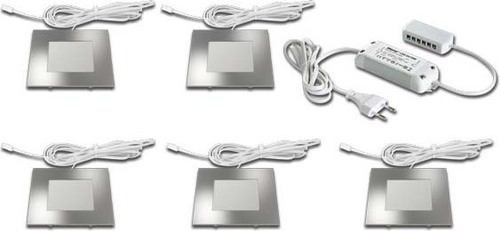 Hera 5er-Set LED-Einbauleuchte ww edelstahl Tr.24/30W 61056458002