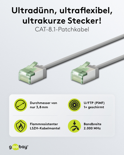 Goobay Patchkabel U/FTP Cat8.1 Ultraflexibel,slim,g 74344 Goobay Patchkabel U/FTP Cat8.1 Ultraflexibel,slim,g 74344
