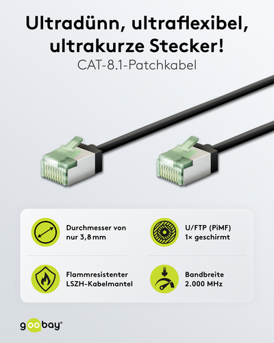 Goobay Patchkabel U/FTP Cat8.1 Ultraflexibel,slim,s 74355 Goobay Patchkabel U/FTP Cat8.1 Ultraflexibel,slim,s 74355