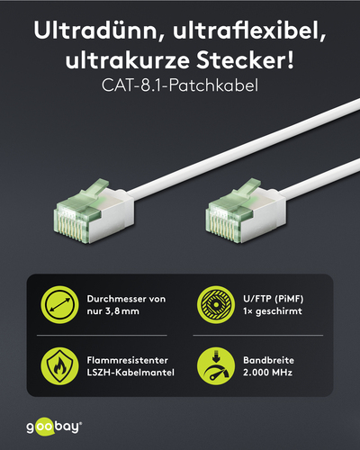 Goobay Patchkabel U/FTP Cat8.1 Ultraflexibel,slim,w 74357 Goobay Patchkabel U/FTP Cat8.1 Ultraflexibel,slim,w 74357