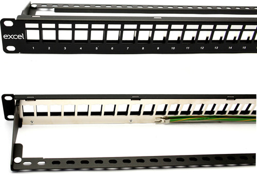 Excel Networking 19Z.-Modulträger 1HE schwarz leer,f.24x Keystone 100-755