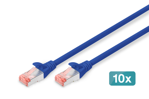 DIGITUS Patchkabel CAT 6 S/FTP 0,25m, 10 Stk,bl DK-1644-0025-B-10