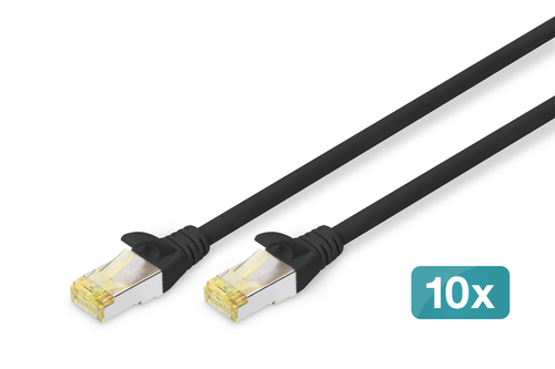 DIGITUS Patchkabel CAT 6A S/FTP 2m, 10 Stk,sw DK-1644-A-020-BL-10
