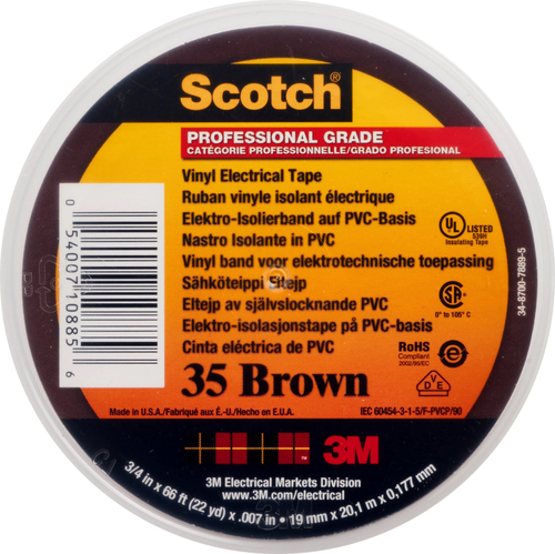 3M Deutschland PVC Elektro-Isolierband 19 mm x 20 m, braun Scotch 35-19X20BRNEW