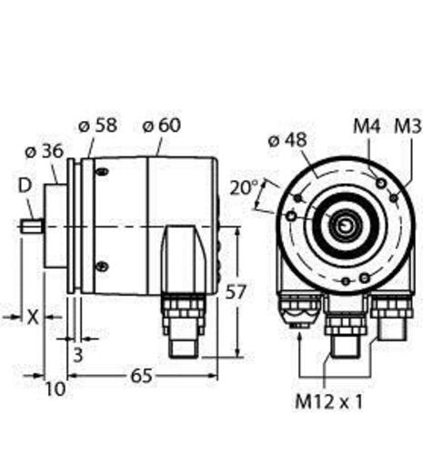 Turck Absoluter Drehgeber Singleturn RS25S10C9A16BR3M12
