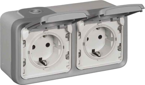 Legrand (BT) Schutzkont.-Steckdose2f.gr AP, 16A,250V, IP55 Legrand 069742
