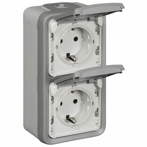 Legrand (BT) Schutzkont.-Steckdose2f.gr AP, 16A,250V, IP55 Legrand 069744
