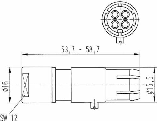 Harting Buchsenkontakt Han 4 Quintax 09150043101