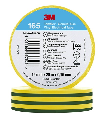 3M Deutschland PVC Elektro-Isolierband 165YG5E Temflex165 gngb19X20