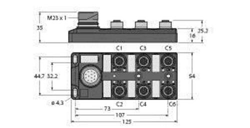 Turck Aktuator-/Sensor-Verteiler M12x1, 6-fach TB-6M12-5-CS19T