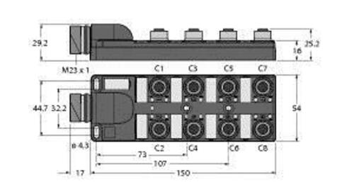 Turck Aktuator-/Sensor-Verteiler M12x1, 8-fach TB-8M12-4-CS12H Turck Aktuator-/Sensor-Verteiler M12x1, 8-fach TB-8M12-4-CS12H