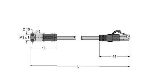 Turck Ethernetleitung Industriell PKGS4MRJ45S44143.5M
