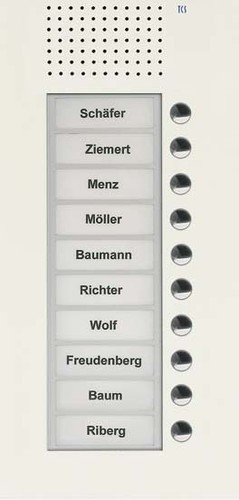 TCS Tür Control Audio Außenstation PUK 10 Tasten 1-spaltig UP PUK10/1-WS