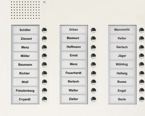 TCS Tür Control Audio Außenstation PUK 27 Tasten 3-spaltig UP PUK27/3-WS