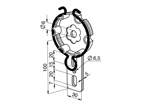 Somfy Kastenlager für LT50 Antriebe 9763601