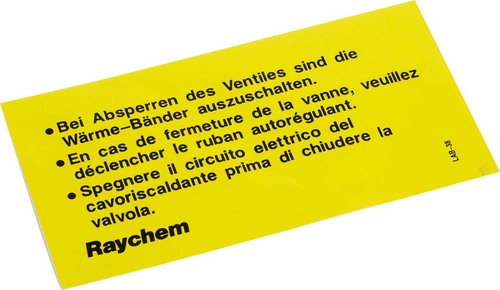 Chemelex Hinweisaufkleber -1 pro Absperrventil LAB-38