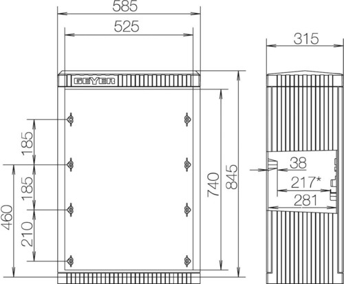 ABN Kabelverteilerschrank FB2,BH5,Gr.0/845mm SL080