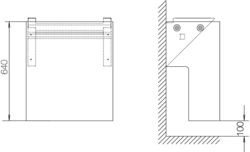 ABN KVS-Wandkonsole Gr.0 FB2 4Schieber,Höhe 640mm SX011