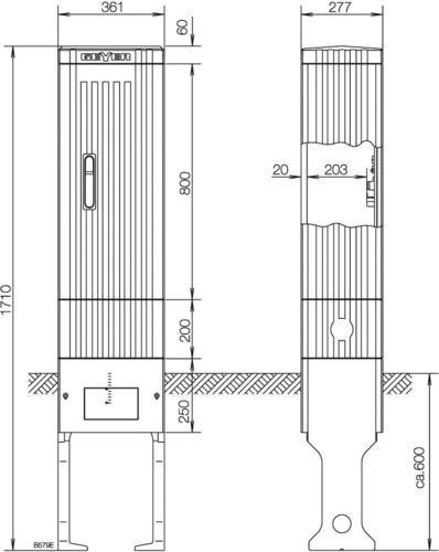 ABN Säule BH5 2 Einbaueinh. E-Cu 30x6mm SK172A