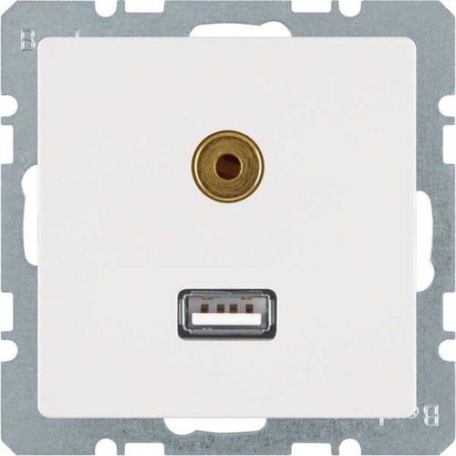 Berker Steckdose USB/3,5mm Audio polarweiß samt 3315396089