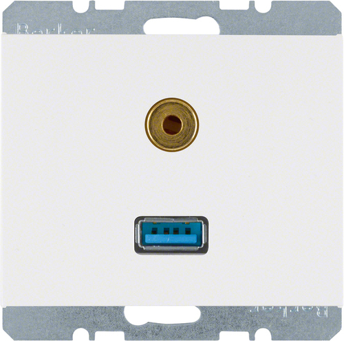 Berker Steckdose USB/3,5mm Audio polarweiß glänzend 3315397009 Berker Steckdose USB/3,5mm Audio polarweiß glänzend 3315397009