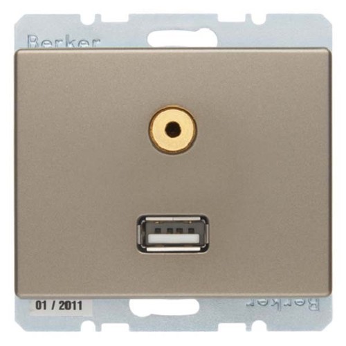 Berker Steckdose USB/3,5mm Audio hellbronze lackiert 3315399011