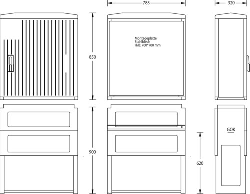 uesa Normschrank IP44 850x785x320mm A100-M-850