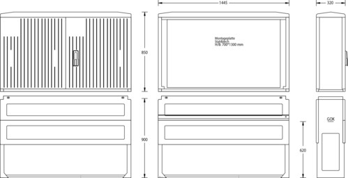 uesa Normschrank IP44 850x1445x320mm A130-M-850