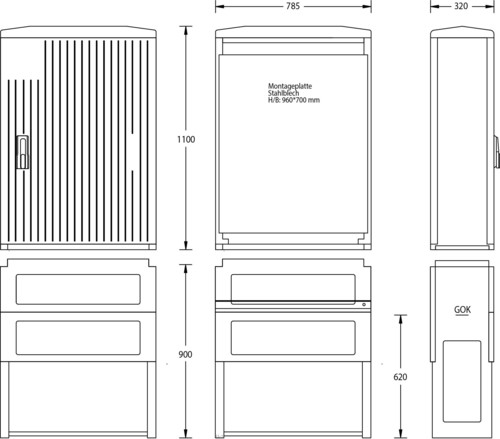 uesa Normschrank IP44 1100x785x320mm A100-M-1100