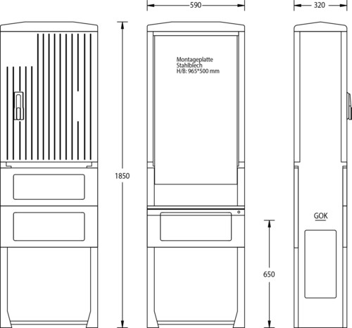 uesa Säule 1850x590x320mm A070-M-1850
