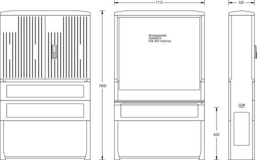 uesa Säule 1850x1115x320mm A120-M-1850