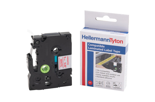 HellermannTyton Beschriftungsband Etikett bedruckbar, rot auf HTZ232-PET-RD/WH HellermannTyton Beschriftungsband Etikett bedruckbar, rot auf HTZ232-PET-RD/WH